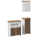 3 Piece Bathroom Furniture Set BODO White and Brown Solid Wood Pine 3307648