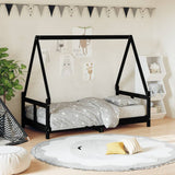 Kids Bed Frame Black 80x160 cm Solid Wood Pine 834461