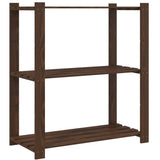 3-Tier Storage Rack Brown 80x38x90 cm Solid Wood Pine 373397