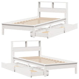 Bookcase Bed without Mattress White 90x190 cm Single Solid Wood Pine 3309831