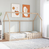 Kids' House Bed Frame without Mattress 90x200 cm Solid Wood Pine 850686