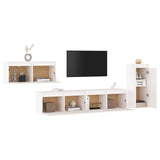TV Cabinets 4 pcs White Solid Wood Pine 3100220