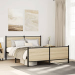 Metal Bed Frame without Mattress Sonoma Oak 137x190 cm 4007733