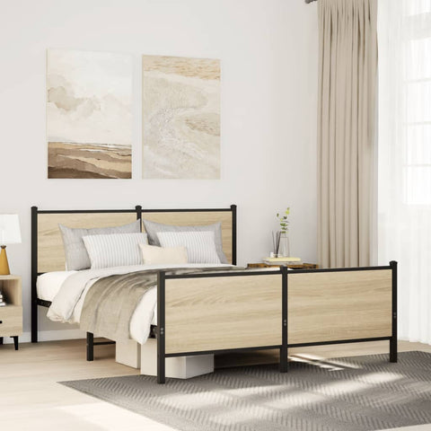Metal Bed Frame without Mattress Sonoma Oak 137x190 cm 4007733