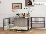 80cm Furniture Style Dog Crate Dog Cage End Table Indoor with 3 Doors Soft Washable Cushion, for T3398P349628