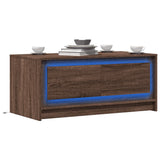 Coffee Table with LED Lights Brown Oak Engineered Wood 851990