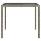 Garden Table 90x90x75 cm Tempered Glass and Poly Rattan Grey 316701