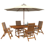 5-Piece Garden Dining Set Natural Solid Acacia Wood 3434496