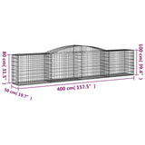Arched Gabion Baskets 2 pcs 400x50x80/100 cm Galvanised Iron 3146983