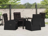 Garden Dining Set with Cushion 5 pcs Black Poly Rattan 3379521