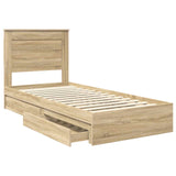 Storage Bed with Drawer Sonoma Oak 75 x 190 cm Engineered Wood 3410280