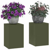 Plant Stand 2 pcs Olive green 24 x 24 x 35 cm Steel 865809
