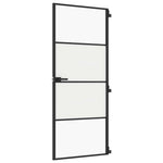 Interior Door Slim Black 83x201.5 cm Tempered Glass and Aluminium 155118