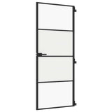 Interior Door Slim Black 83x201.5 cm Tempered Glass and Aluminium 155118
