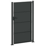 Garden Gate with Lock Black 110 x 180 cm Powder-Coated Steel 42015912
