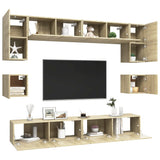 8 Piece TV Cabinet Set Sonoma Oak Engineered Wood 3079007
