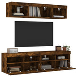 5 Piece TV Wall Units with LED Smoked Oak Engineered Wood 3216722