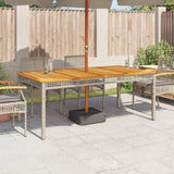 Garden Table Grey 180x90x75 cm Poly Rattan Acacia Wood 366280