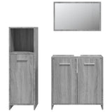 ZNTS 3 Piece Bathroom Furniture Set Grey Sonoma Engineered Wood 3154407