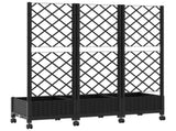 Garden Planter with Trellis&Wheels Black 120 x 40 x 131.5 cm PP 3423052