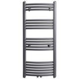 Grey Bathroom Central Heating Towel Rail Radiator Curve 500x1160mm 141899