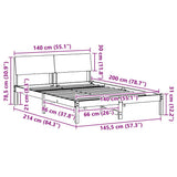 Bed frame Brown and dark grey 140 x 200 cm Solid pine wood 878535