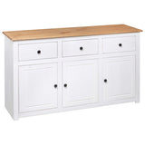 Sideboard White 135x40x80 cm Solid Pinewood Panama Range 282705