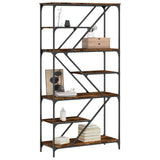 Bookshelf Smoked Oak 91x36x176 cm Engineered Wood and Steel 835416