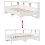 Bookcase Bed without Mattress White 100x200 cm Solid Wood Pine 3324428