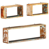 3 Piece Wall Cube Shelf Set Soild Reclaimed Wood 285845