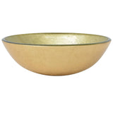 Bathroom Sink with Tap and Push Drain Gold Tempered Glass 3098462