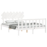 Bed Frame without Mattress White King Size Solid Wood Pine 3193472