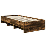 Bed Frame with Headboard Smoked Oak 90 x 200 cm Engineered Wood 3408897