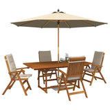 5-Piece Garden Dining Set Natural Solid Acacia Wood 3434494