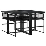 5 Piece Garden Dining Set with Cushions Black Poly Rattan 3295023