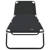 Folding Sun Lounger Folding Black 188 x 57 x 86.5 cm Polyester 42003141
