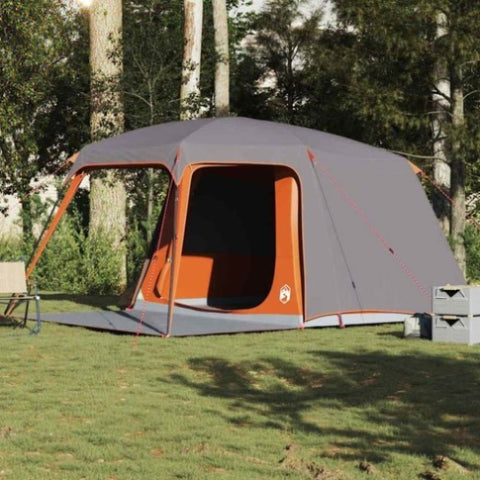 Camping Tent with Porch Dome 5-Person Grey and Orange Waterproof 4009583