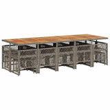 15 Piece Garden Dining Set with Cushions Grey Poly Rattan 3210818