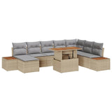 Garden Sofa Set with Storage 9 pcs Beige Poly rattan 3358834