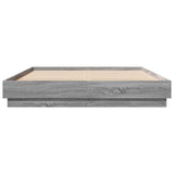 Bed Frame with LED without Mattress Grey Sonoma 160x200 cm 3209784