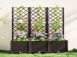 Raised Garden Bed with Trellis, Plastic Planter Box with Drainage Holes and Drain Plugs for Climbing T3398P311652