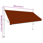 ZNTS Manual Retractable Awning 300 cm Orange and Brown 145838
