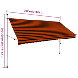 ZNTS Manual Retractable Awning 300 cm Orange and Brown 145838