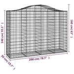 Arched Gabion Basket 200x50x140/160 cm Galvanised Iron 153397