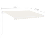 Manual Retractable Awning with LED 350x250 cm Cream 3069522