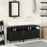 Bathroom Vanity Units with Shelf 3 pcs Black Engineered wood 3334393