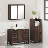 3 Piece Bathroom Furniture Set Brown Oak Engineered Wood 3300964