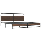 Metal Bed Frame without Mattress Brown Oak 193x203 cm 3318706
