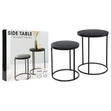 ZNTS H&S Collection 2 Piece Side Table Set with Wood Top Black 445877