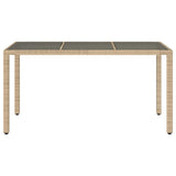 Garden Table with Glass Top Beige 150x90x75 cm Poly Rattan 365533